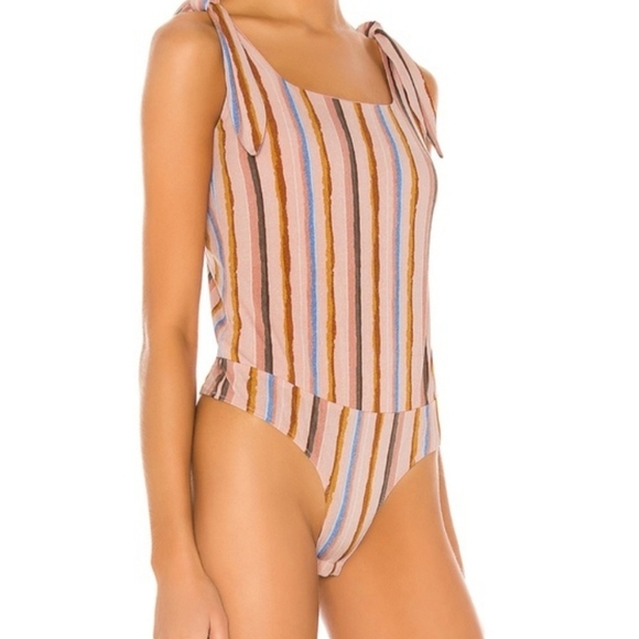 BCBGeneration Baddie Girly stripe tie shoulder bodysuit large - Picture 15 of 15